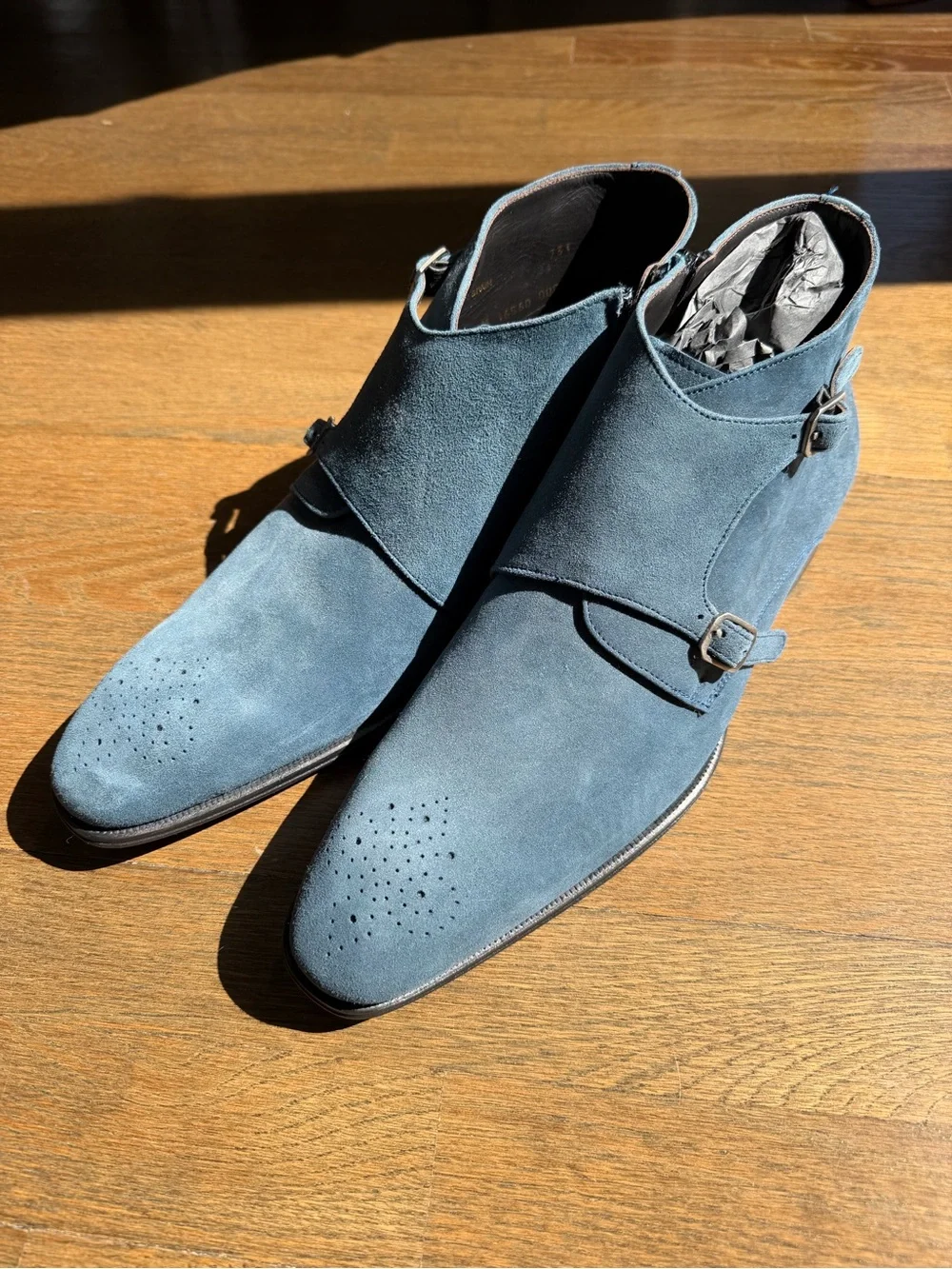 Mezlan Men's Blue Suede Leather Oxford Dress Shoes